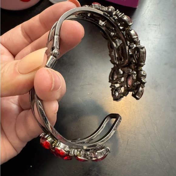 Vintage Rhinestone Clamper Cuff Bracelet Revival Statement Piece Art Deco - Picture 5 of 8